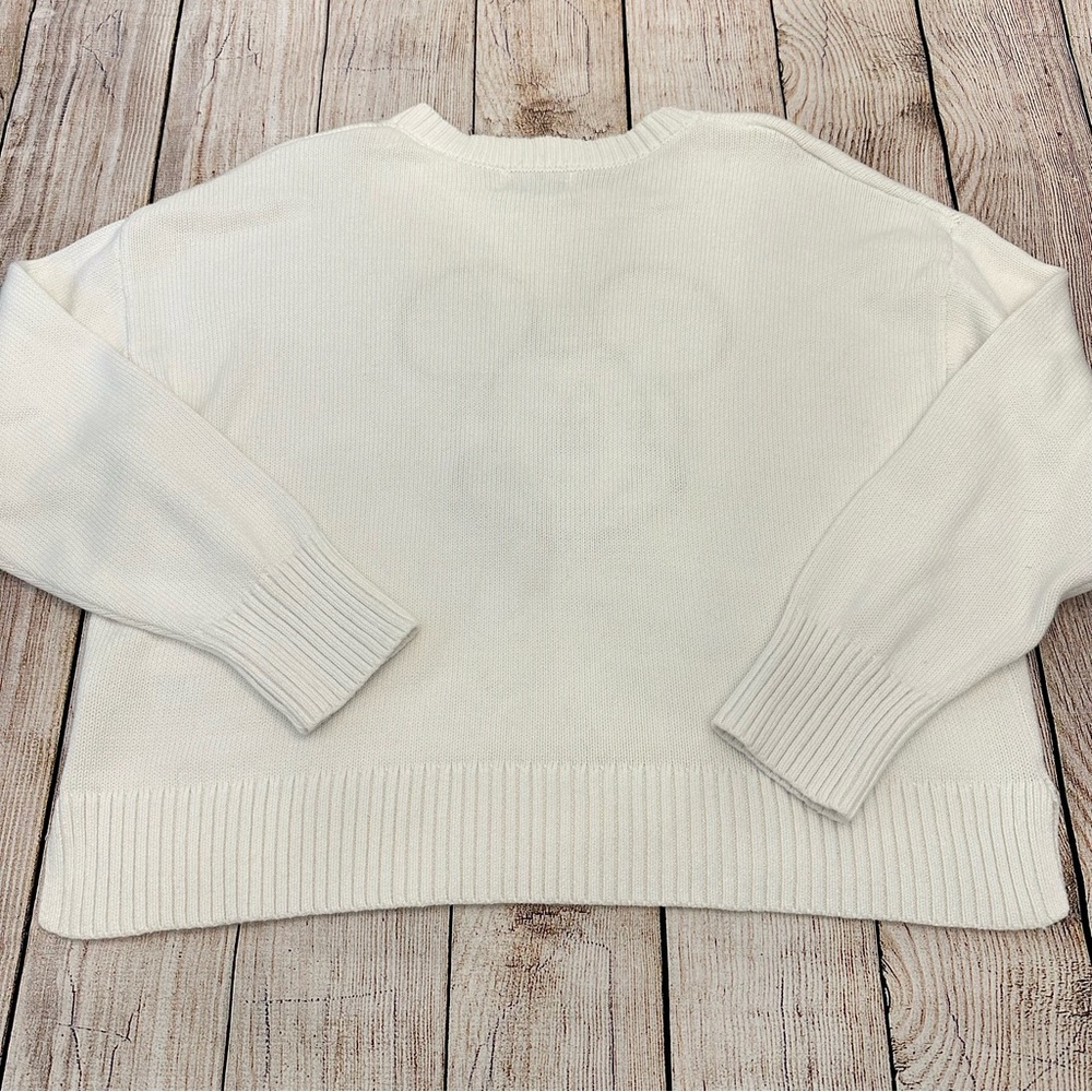 Old Navy Disney White Sweater Large Mickey Mouse Preppy Chunky Knit Americana - Picture 7 of 7